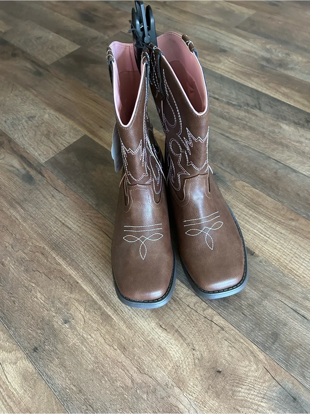 Girls Wonder Nation Brown Western Cowboy Boots w/Pink Lining New with Tags Sz 5